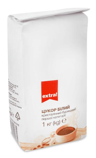 Цукор Extra! білий кристалічний 1 категорія, 1 кг